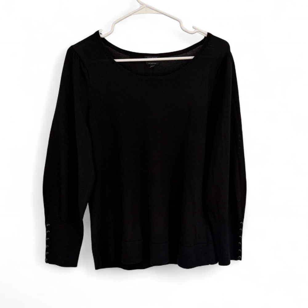 Talbots 100% Merino Wool Womens Sweater Long Sleeve Pullover Crewneck Black XL P